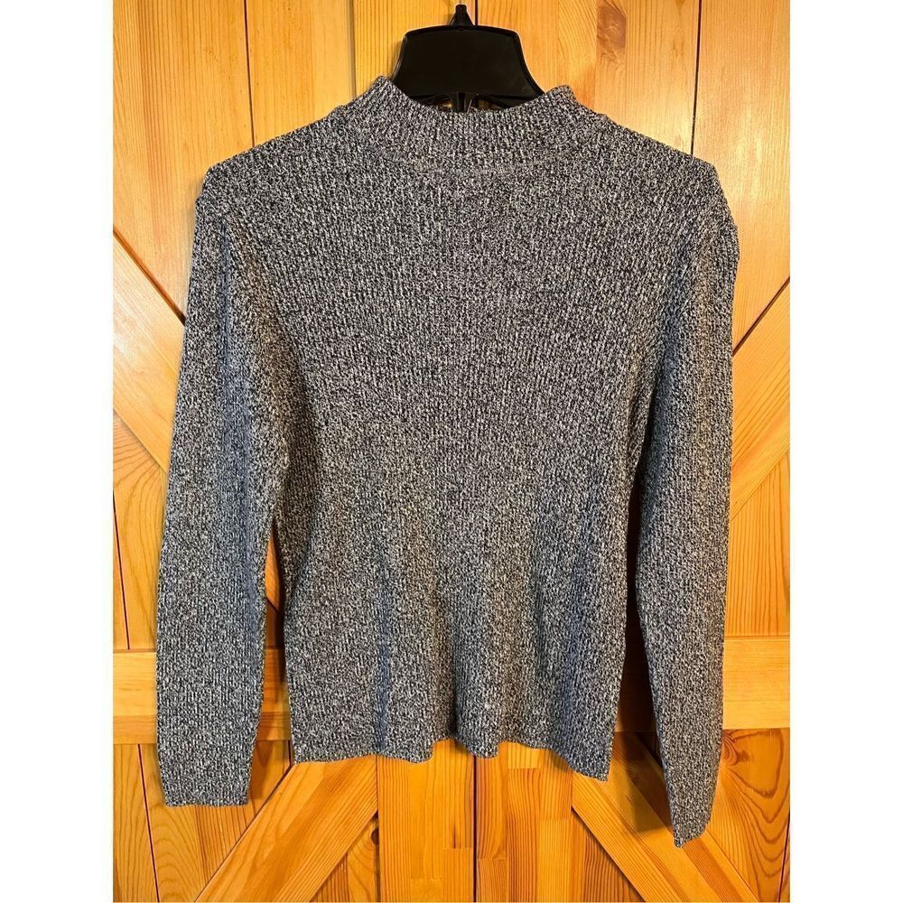 Jennifer Moore Size Large Knit Sweater Top Long Sleeves Mock Neck Charcoal (2366